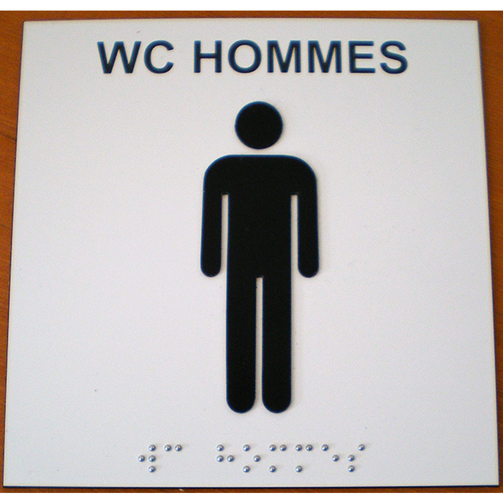 Panneau WC Homme en relief et braille
